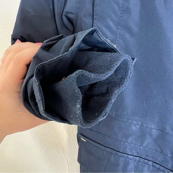 Lands' End Kids Winter Parka Coat Navy Blue Fleece Lined Grow-A-Long Size S(4) - Picture 6 of 16
